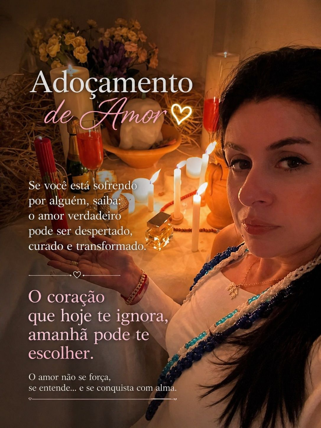 Taróloga Livia em ritual de adoçamento do amor